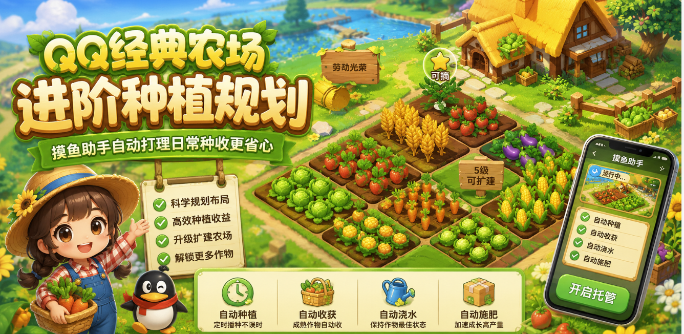 QQ经典农场进阶种植规划，摸鱼助手自动打理日常种收更省心