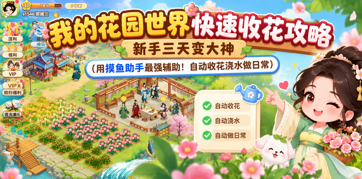 别人手动肝《我的花园世界》，我用摸鱼助手自动挂机日常攒资源
