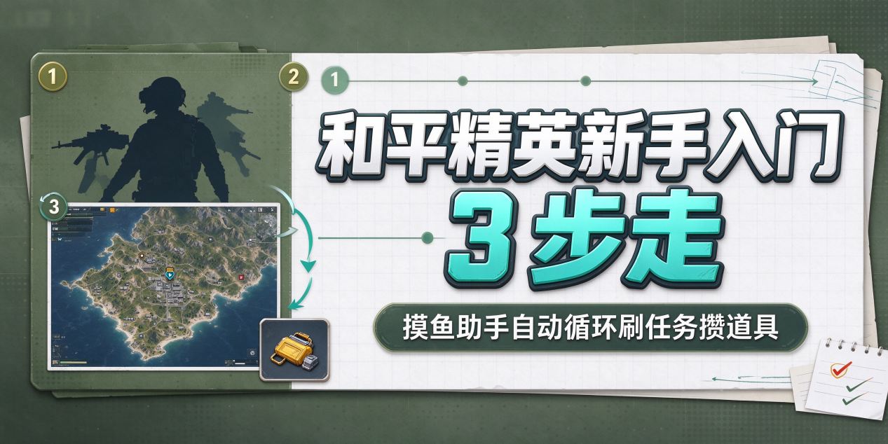 和平精英新手入门 3 步走,摸鱼助手自动循环刷任务攒道具更快